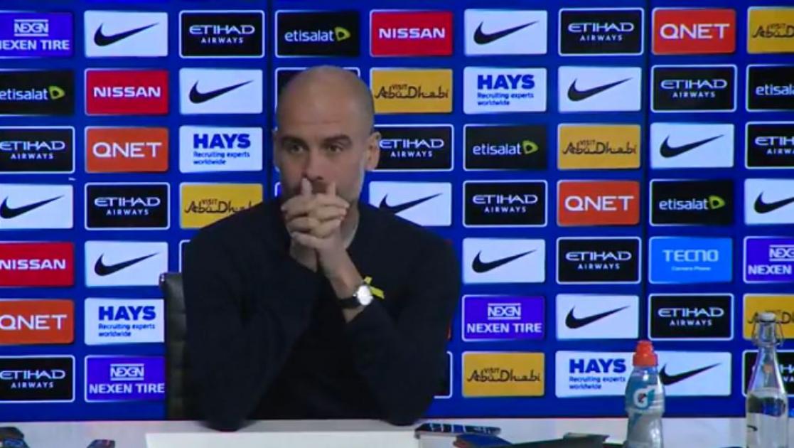 Pep Guardiola's Hold News Conference Regarding Their Match With The Gunners